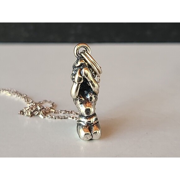 Italian 925 Sterling Silver Praying Angel Pendant Necklace Vintage - Picture 3 of 10